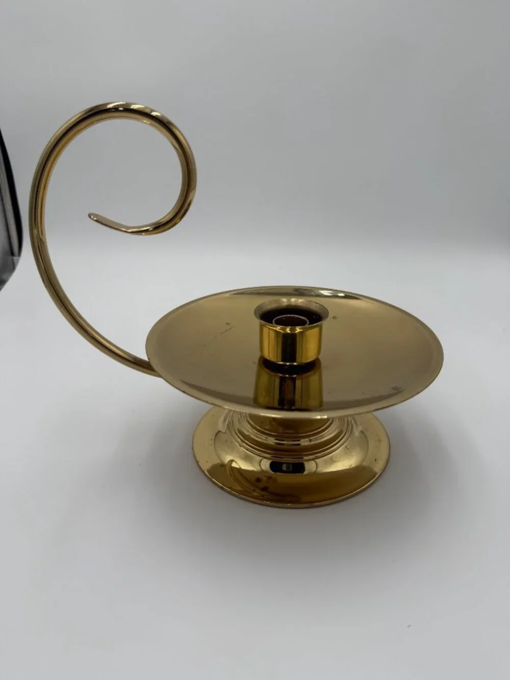 Vintage Baldwin Brass Chamberstick Candle Holder Large Swirl Handle